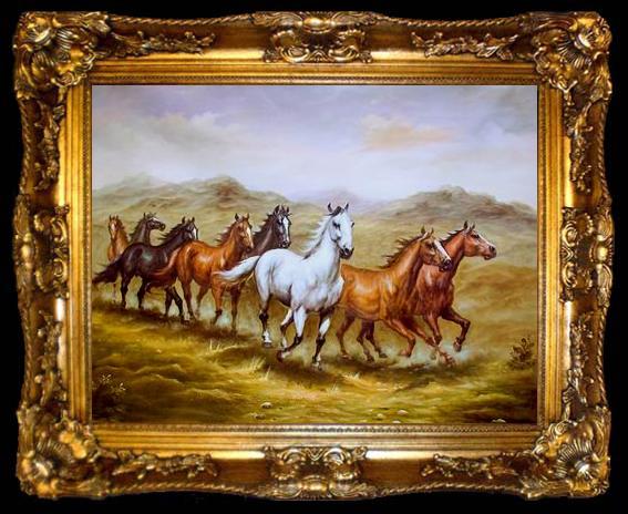 framed  unknow artist Horses 014, ta009-2
